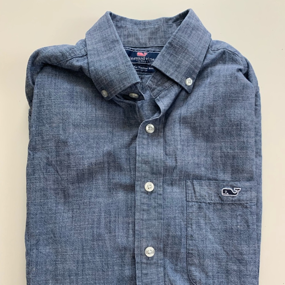 VINYARD VINES SLIM FIT TRUCKER SHORT SLEEVE